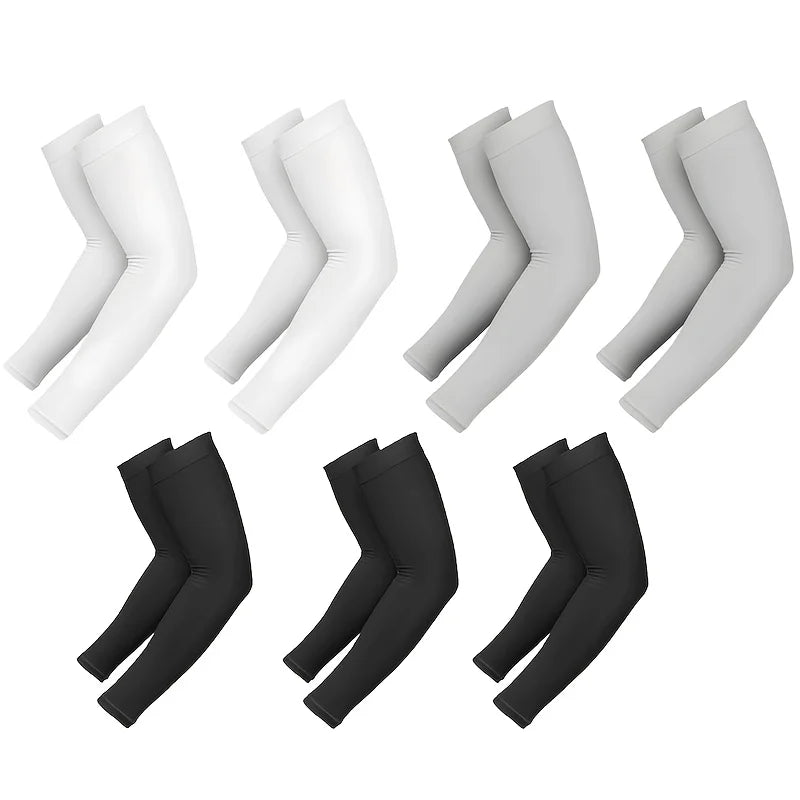 7 Pairs Set White/Pink Color Women Men Summer Sunshade Sleeves Outdoor Cycling Running and Driving, Sunshade Arm Sleeves Sports Apparel Accessories