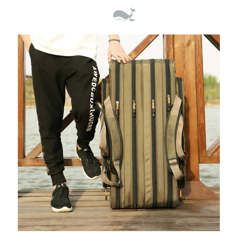 2/3/4 Layers Top Quality Multi-Functional Hard Spinning Fishing Rod Bag Carrier 2/3/4 Layers 80CM-130CM Fishing Tackle Lures Carrying Bags 1680D Oxford Reel Gear Storage Case Organizer Fishing Tools Supplies