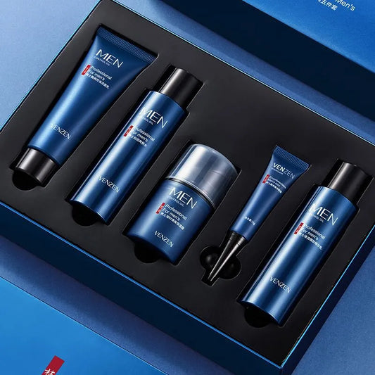 VENZEN Men's Skin Care Kit Face Cleaning Facial Cleanser Acne Treatment Blackhead Remover Hydrating Face Mask Men Skincare Set