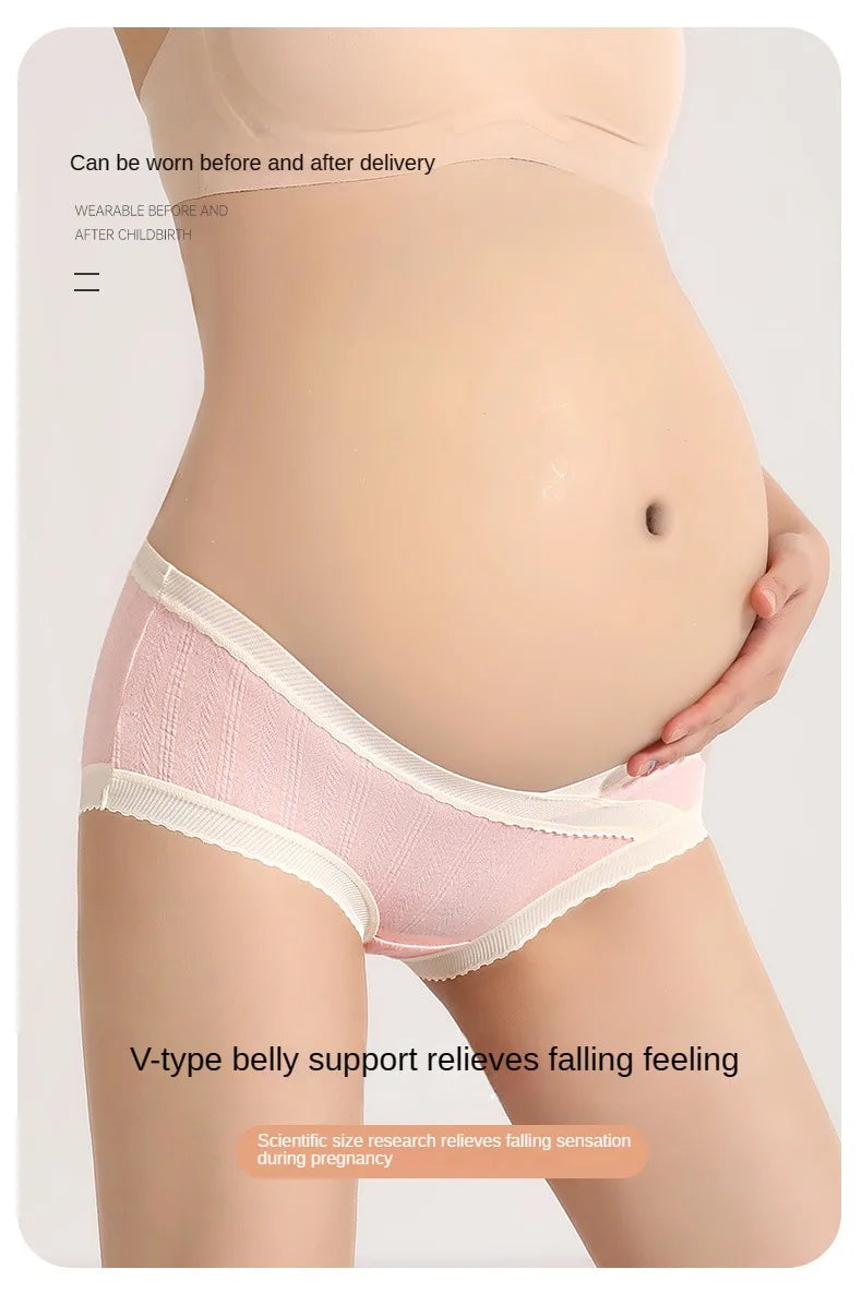 3PCS Set M-2XL Plus Size Soft Cotton Briefs V-Shaped Abdominal Support Under Panties Pregnancy Childbirth Female Underwear Pregnant Woman Women's Panties
