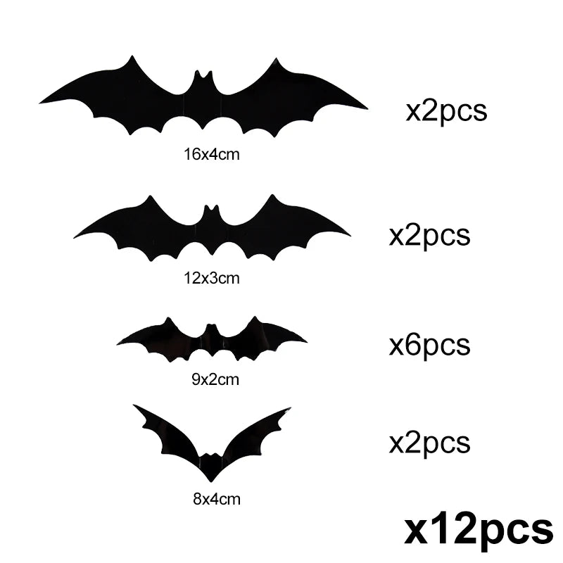 84PCS  Halloween 3D Black Bat Wall Stickers Home Room Indoor DIY Decoration Scary Props Party Favors Wall Decals Window Sticker