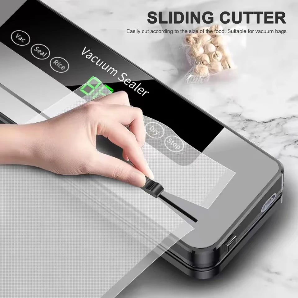 Electric Vacuum Sealer + Vacuum Bags Food Storage Seal Touch Button Dry/Wet Built-in Cutter Kitchen Food Sealing Vacuum Packaging Machine Home Kitchen Accessories