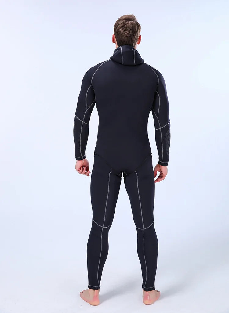 5MM Neoprene Top Quality Professional Hooded Wetsuit Men Tops Pants Diving Scuba Suit Equipment Underwater Snorkeling Fishing Spearfishing Kitesurf Swimwear Wetsuit Water Sports Apparel Suit