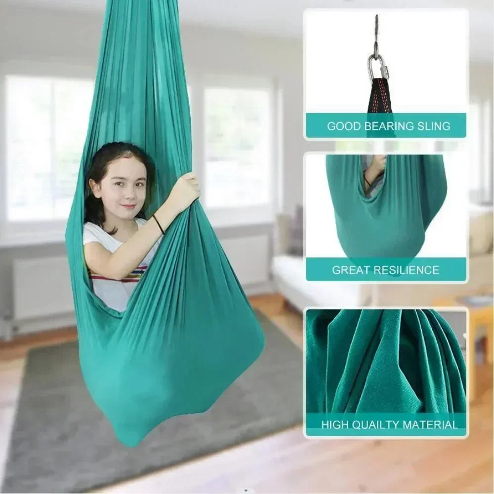 Portable Indoor Aerial Yoga Belt Set Suspension Beds Kids Swing Toy Set Therapy Elastic Hammock Hanging Chair Home Rooms Sensory Autism Kids New