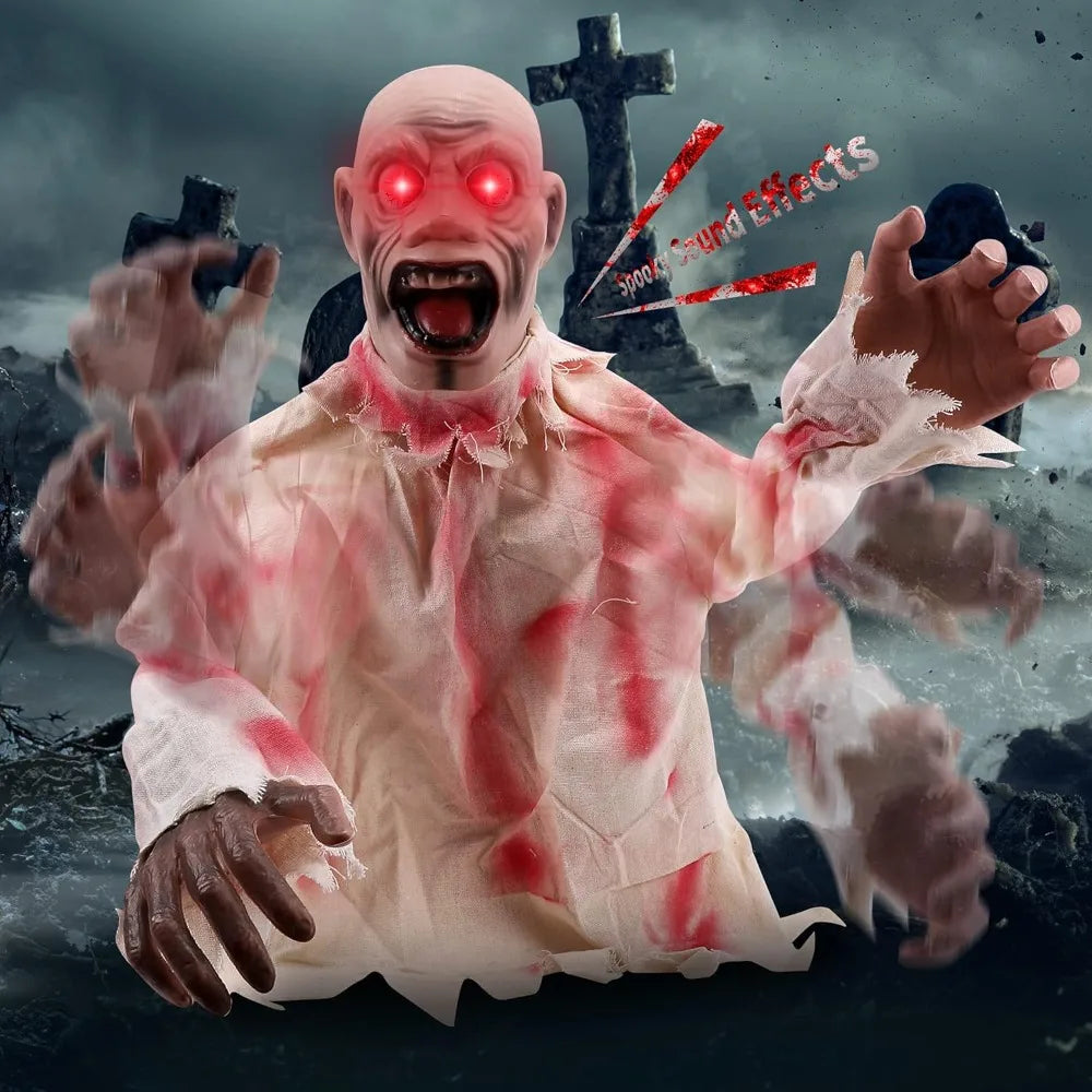 Creepy Zombie Lawn Stake Garden Horror Theme Party Favors Patio Prop Voice Control Swing Ghost Halloween Decoration Scary Doll