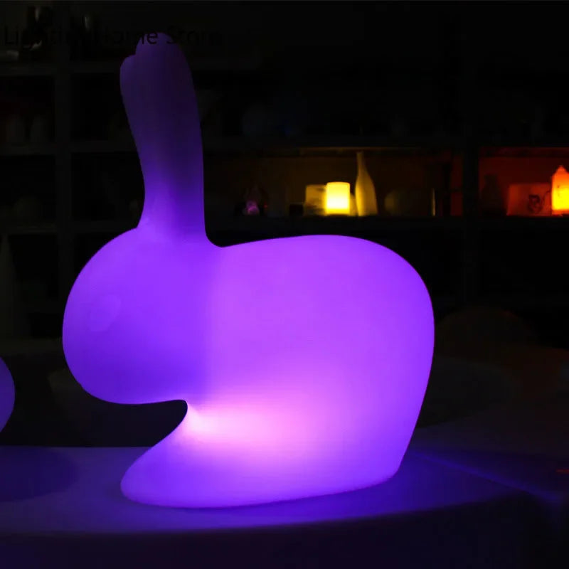 Home Villa Garden Lawn Rabbit Lamp LED Illuminated Remote Control Dimming USB Chargeable Outdoor Light Holiday Gift Indoor Stairway Children's Room Decoration Night Light.