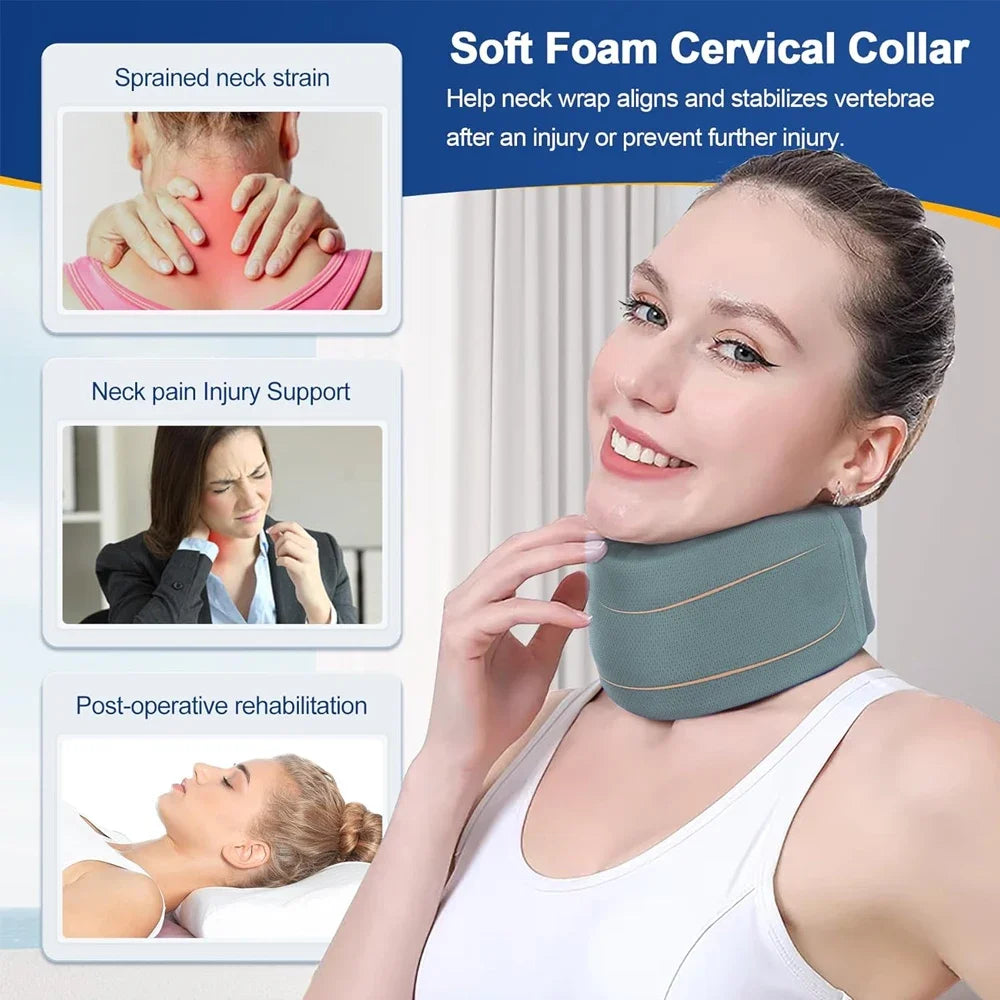 Medium -Large Size Soft Neck Brace Universal Cervical Collar for Sleeping Foam Wraps Keep Vertebrae Stable for Pain Relief of Cervical Spine Pressure Health Care Accessories
