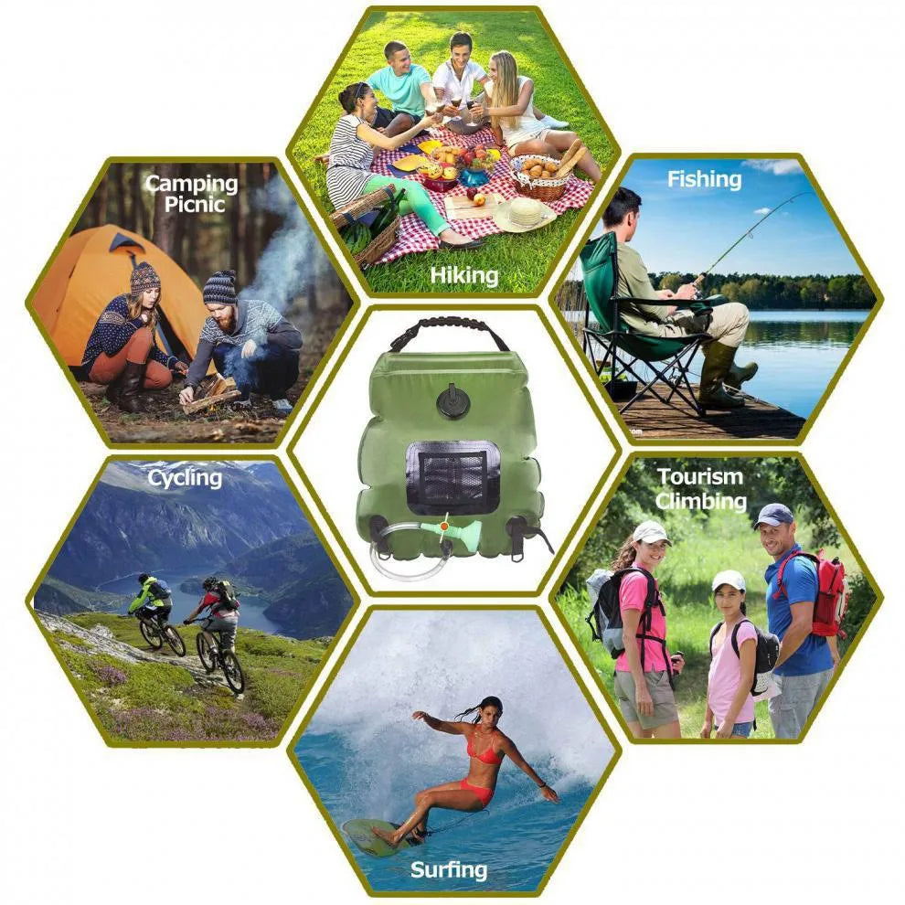 20L Outdoor Camping Shower Bag with Solar Thermal Collection and Portability Shower Bag Outdoor Portable Shower Water Bag Hygiene Accessories
