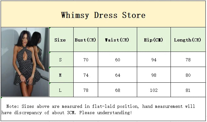 Polka Dot Halter Mini Dress Women Fashion Backless Sleeveless Off-Shoulder Hollow Out Slim Short  Lady Party Gown