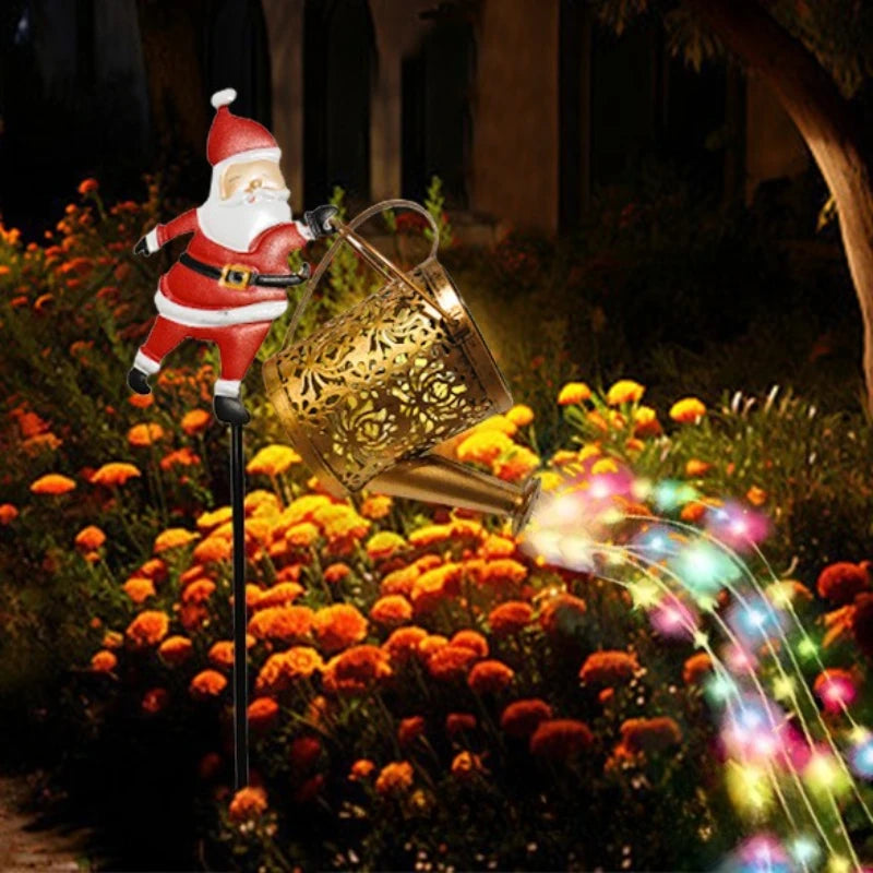 New Santa Claus Lantern Solar Luminous Water Bottle Hollow Outdoor Courtyard Decoration Metal Craft Christmas New Year Eve Home Outdoor Garden Lawn Courtyard Decoration