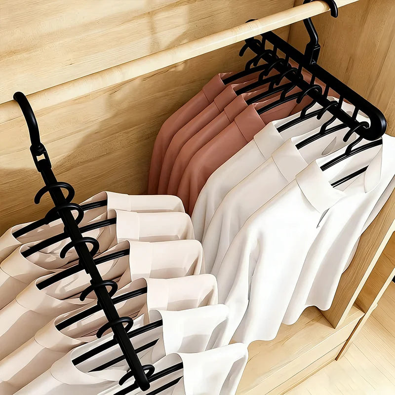 5 PCS Set 9-Hole Clothes Hanger Organizer Wardrobe Space Saving Storage Hanger for Clothes Folding Magic Hangers Closet Drying Racks Home Clothing Accessories