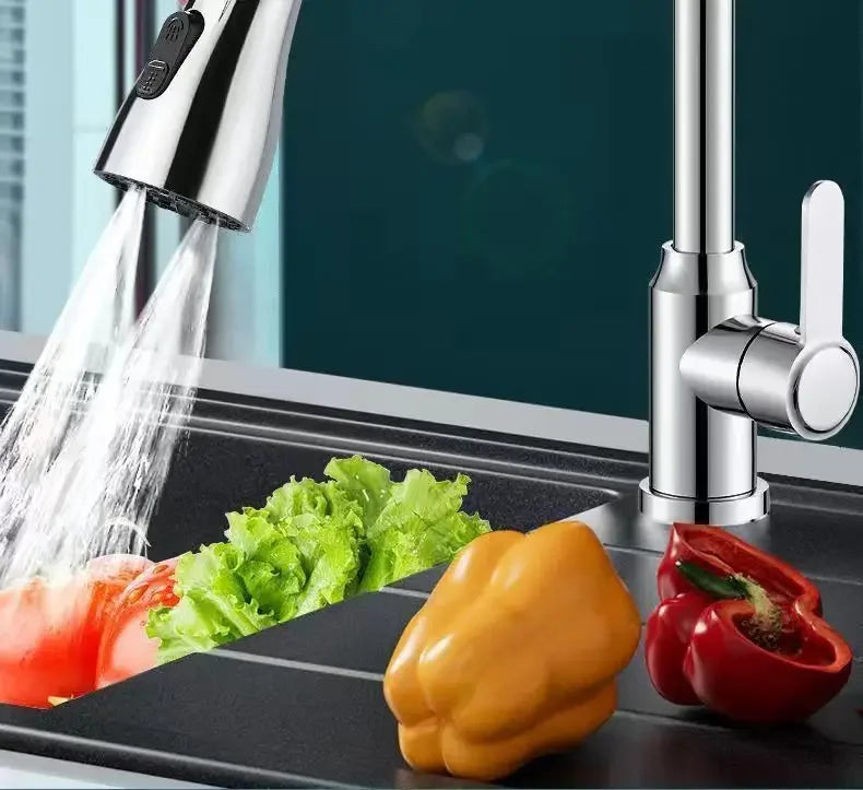 3 In 1 Kitchen Faucet Extender Universal 360° Rotate Pull Out Kitchen Sink Tap Multi-Mode Strong Flushing Booster Kitchen Accessories Home Washing Tools