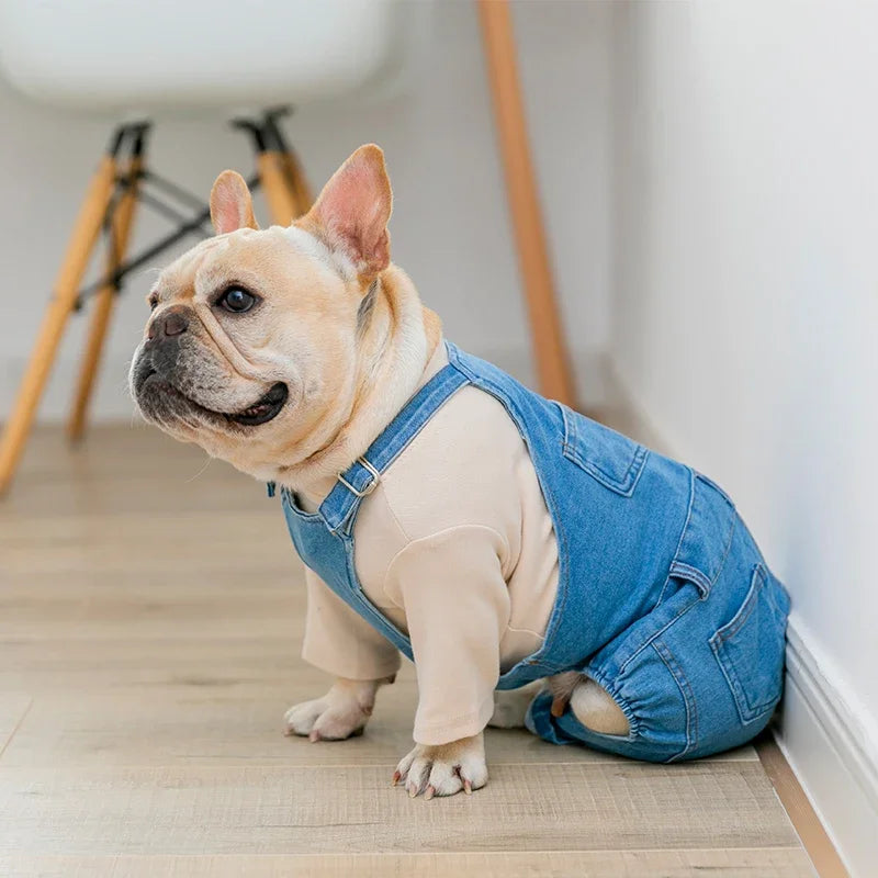 S-XXL French Bulldog Clothing Denim Pet Dog Clothes Jumpsuits Autumn Winter Dogs Pets Clothing for Dog Coat Jacket  Ropa Para Perro