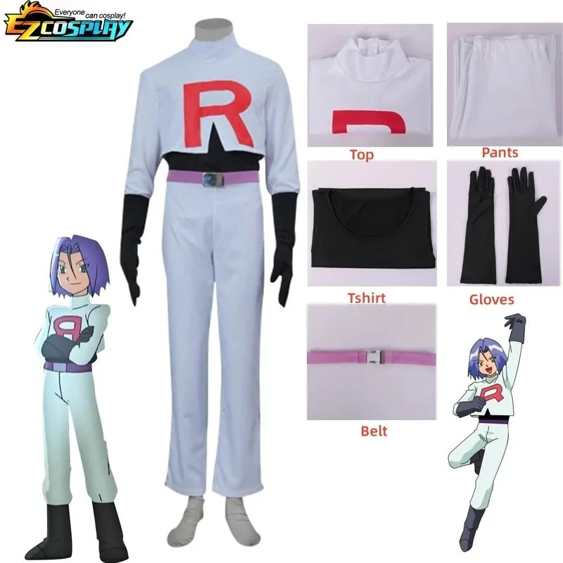 Anime Halloween Japan South Korea Cosplay Costume for Adult Team Rocket Jessie Musashi James Kojirou Halloween Cosplay Costume Full Set Costume