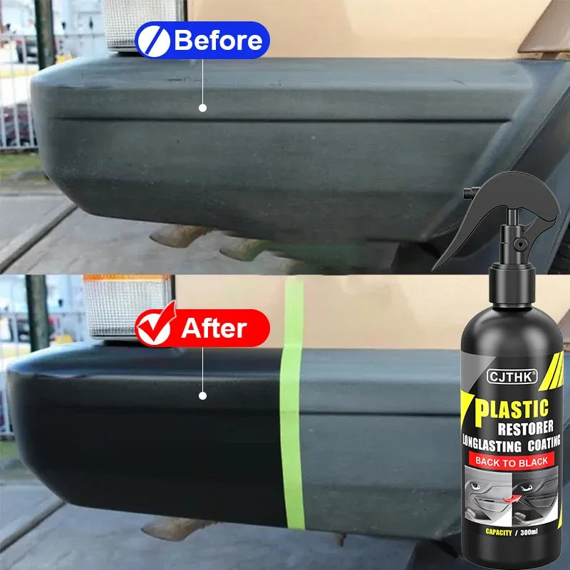 NEW Arrivals Car 300ML + Towel+ Sponge Set Plastic Restorer Back To Black Gloss Plastic Renovator Long Lasting Coating Leather Restore Auto Polish Cleaning Products Car Accessories