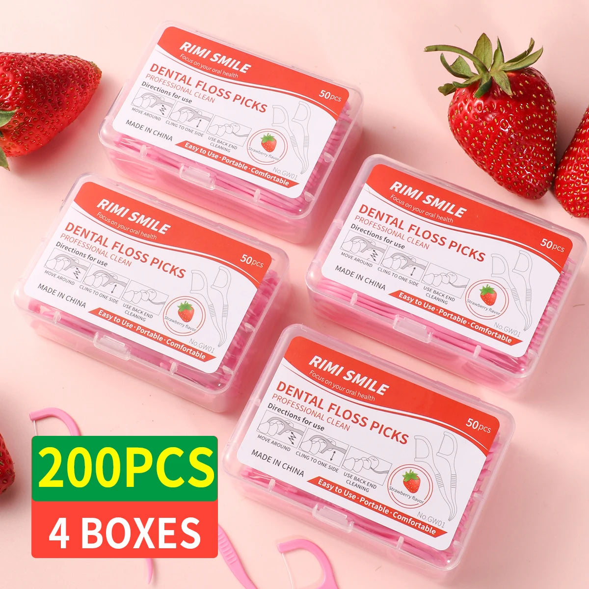 NEW 600PCS Set Strawberry Flavored Dental Floss Picks - Fresh Mouth High Aesthetic Pink Disposable Oral Care Hygiene Accessories