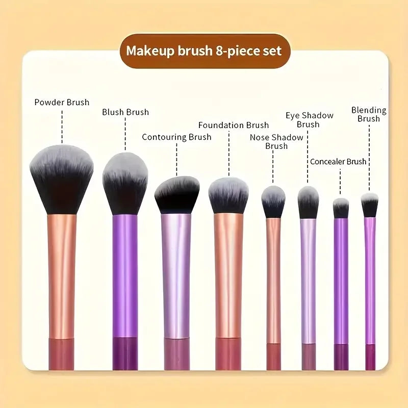 8 PCS Set  Makeup Brush Kit Soft Synthetic Hair Make Up Brushes Foundation Blush Eyeshadow Women Cosmetic Makeup Tools