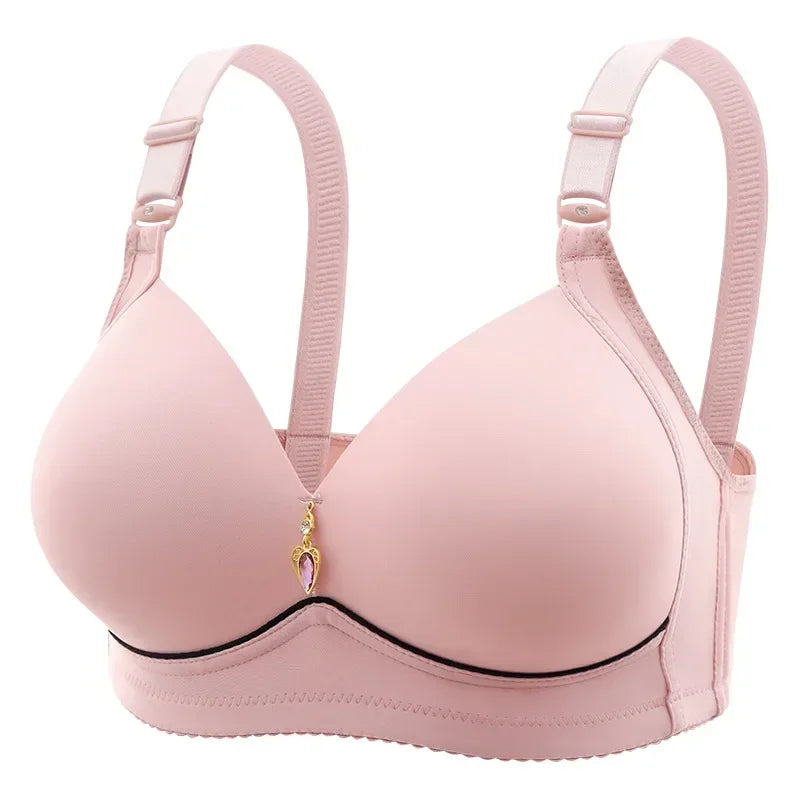 Brassiere Without Steel Ring Breathable Gathered Ladies Underwear Non-magnetic Thin Cup Glossy Obese Female Ladies Bra