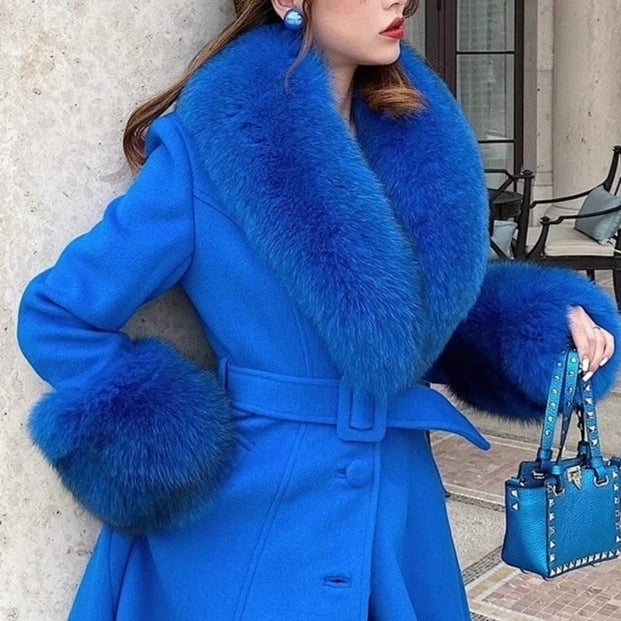 NEW Arrivals 6 Colors Set Women Winter 100% Natural Fox Fur Scarf Jacket Fur Collar Authentic Neck Scarves And Cuff Set Luxury Fox Fur Warm Neck Warmers Ladies Luxury Fashion Apparel Accessories