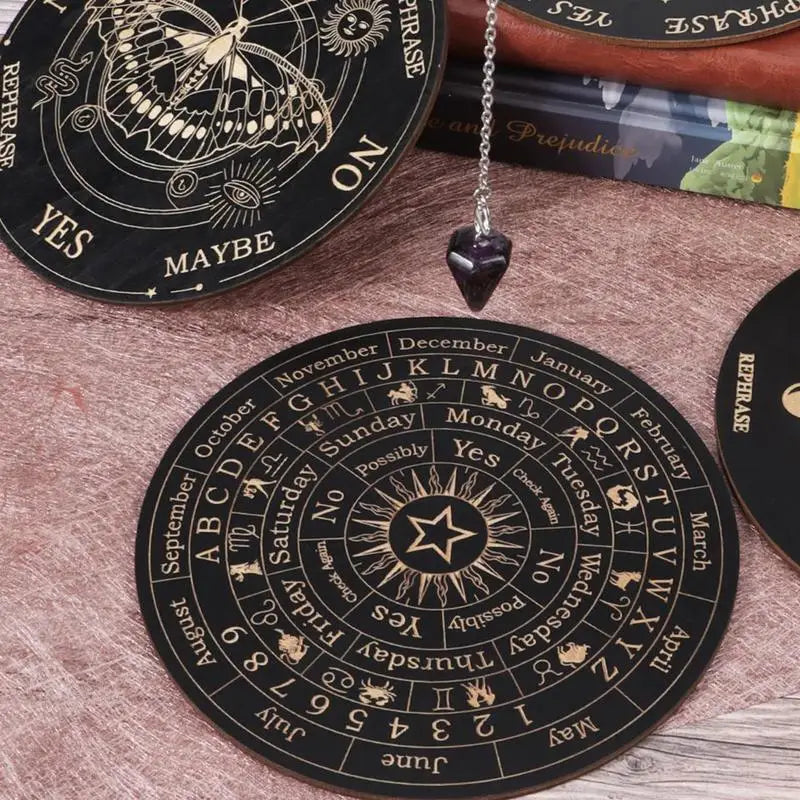 Pendulum Mat Divination Wooden Communication Board Fortune Telling Toys Ouija Board Game Witch Crafts Supplies For Beginners