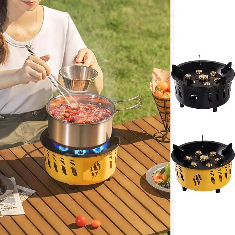 Extra Large Power Gas Stove Camping Picnic Hikes Gadget 7 core Fierce Fire Portable Oven Outdoor Cooking Wind Protection Heater