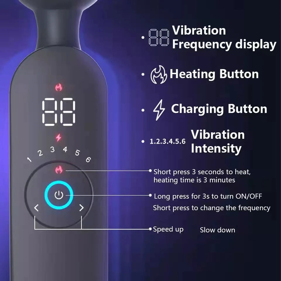 AV Magic Wand Vibrator for Women Clitoris Stimulator Heating Powerful Female Massager Digital Display USB Rechargeable Sex Toy