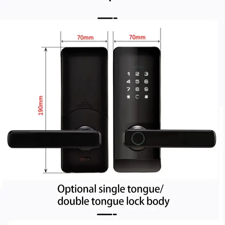 Digital Door Lock WIFI TUYA Fingerprint Password with Handle APP RFID Smart Lock Multiple Unlocking for Front Door Bedroom Home