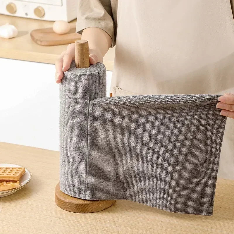 NEW Arrivals 50PCS 25x25CM 6 Colors Reusable Cleaning Wipe Household Kitchen Cloth Microfiber Towel Rolls Dish Rags Wash Paper Towel Replacement Car Home Office Cleaning Supplies