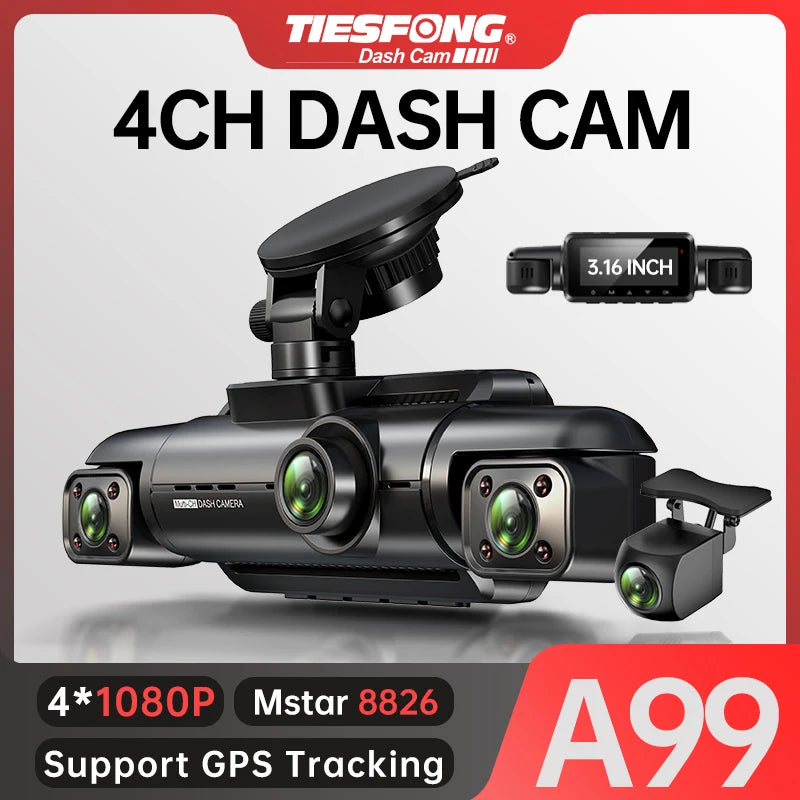NEW!!!!  Car Dash Cam 4 Channel A99 FHD 1080P for Car DVR 360°Auto Video Recorder Night Vision WiFi Support 24H Parking Monitor