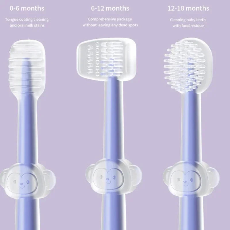 3 PCS Set Baby Teeth Oral Care Cleaning Set Baby Soft Bristle Toothbrush Infant Silicone Toothbrush Tongue Coating Care Cleaning Tools Sets