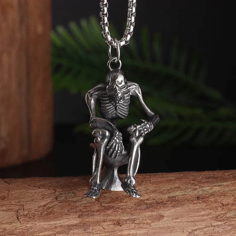 26 Types Gothic Hell\'s Grim Reaper Scythe Pendant Mystical Demon Skull Necklace Men\'s Motorcycle Punk Rock Halloween Jewelry