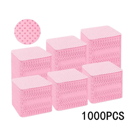 1000 PCS Set White/Pink Color  Lint-Free Nail Wipes Gel Cleansing Tissues Aluminum-Free Nail Polish Remover Pads for Nail Beauty Cleaning Care Tool