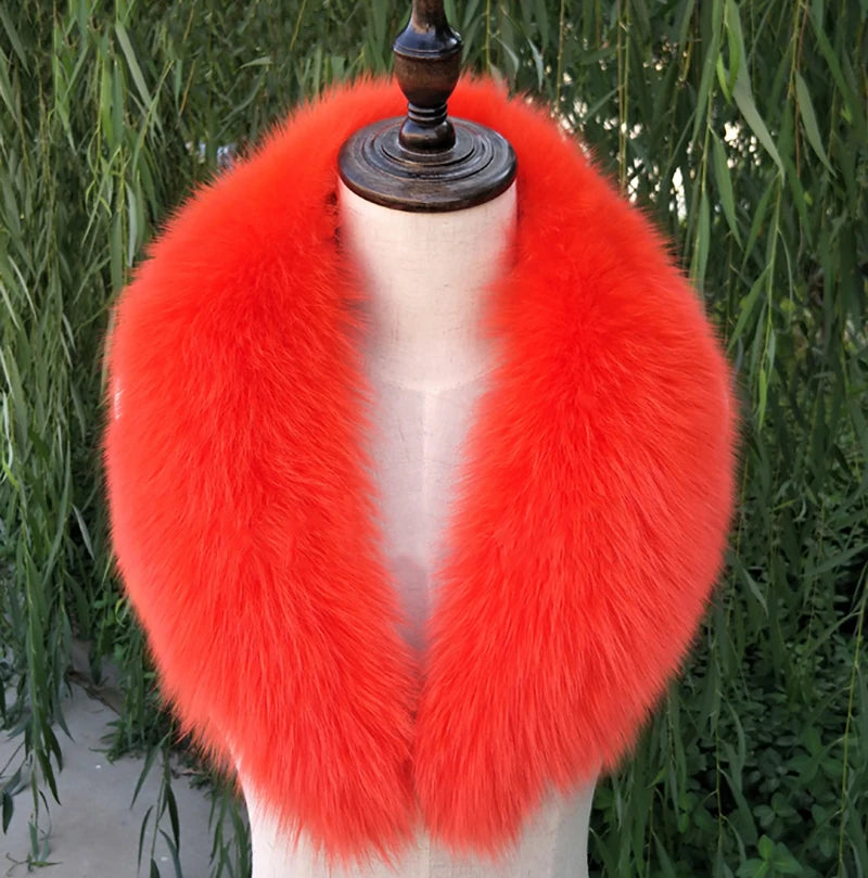 NEW Arrivals Luxury Real Natural Color Raccoon Fox Real Fur Collar Scarf Genuine Big Size Scarves Warp Shawl Neck Warmer Stole Muffler with Clip Loops Ladies Luxury Fashion Apparel Accessories Clothing Supplies