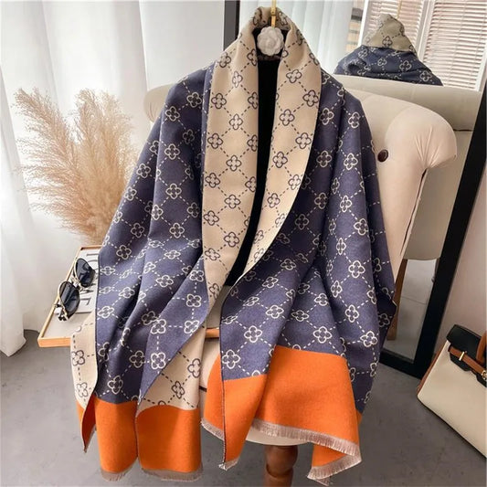 Cashmere Brand Warm Poncho Shawl Scarf Luxury Print Thick Pashmina Winter Blanket Wraps Bufanda Casual Hijab Stoles Echarpe