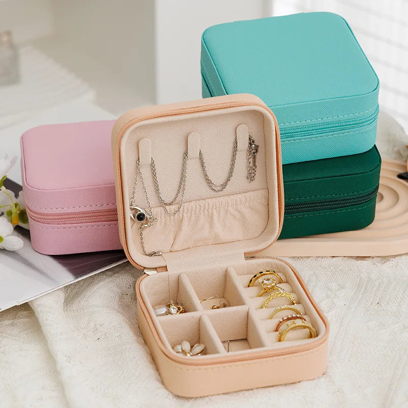 NEW Arrivals 10 Colors Double-Layer Leather Luxury Jewelry Box Gold Ring Box Jewelry Boxes and Packaging Necklace Earring Jewelry Storage Organizer and Makeup Case