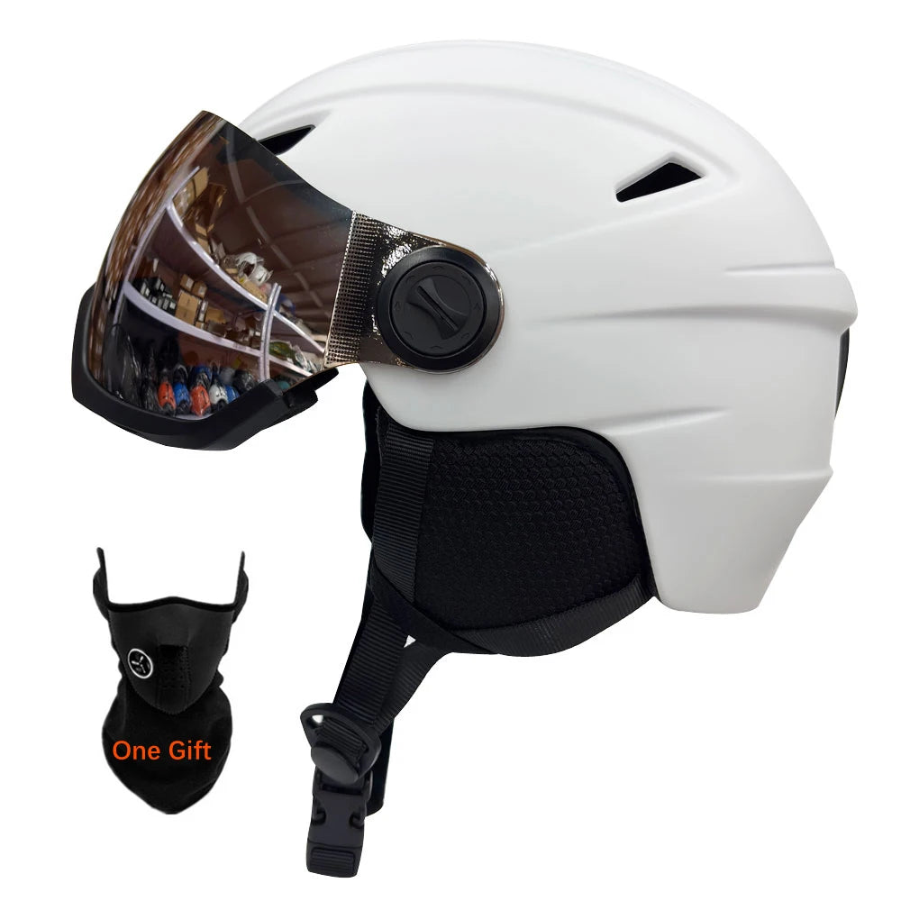 Professional Skiing Helmet with Goggles Integrally-Molded PC+EPS High-Quality Ski Helmet Outdoor Adult Sport Ski Snowboard Skateboard Helmets Winter Sport Accessories