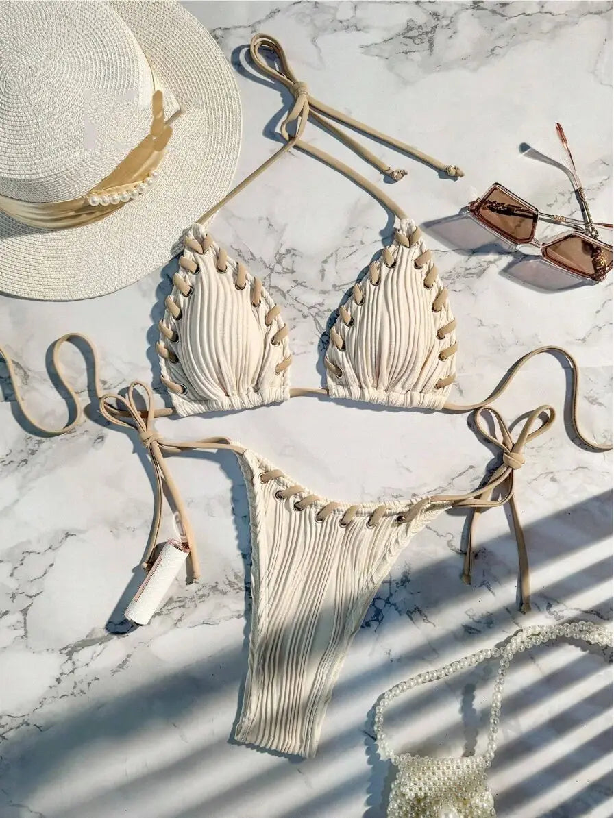 NEW 4 Colors UK Size Sexy Brazilian Bikinis Women's Swimwear Female Swimsuit For Swimming Wear Bathing Suits Brazilian Bikini Set Beachwear Water Pool Ladies Sexy Swimwear