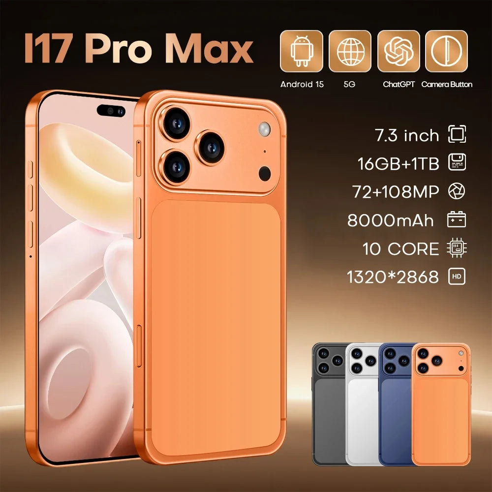 Just Arrived High Quality i17 Pro-Max Pro Original Intelligent 16G-22G 1T-2T 4G 5G Dual Card Dual Standby System Global Version 8000mAh Battery