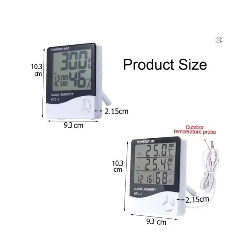 LCD Digital Temperature Humidity Meter HTC-2/HTC-1 Home Indoor Outdoor Garden Hygrometer Thermometer Weather Station with Clock Household Home Supplies