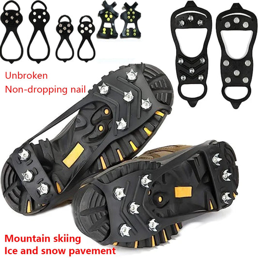 NEW Arrivals 2PCS 8-Studs TPE Anti-Slip Ice Claws Winter Sport Shoe Cover For Women Men Snow Climbing Spike Grips Crampon Cleats Boots Cover Winter Sports Accessories Supplies