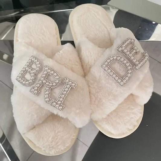 NEW Arrivals Bride/Wifey/I DO  Slippers Wedding Honeymoon Pearl Letter Leaky Toe Shower Slippers Bride Gift Wedding Props Valentine's Day Gift