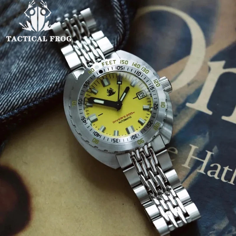 NEW Arrivals 5 Colors Diver Watch Tactical Frog SUB300T Retro Women Men Diver Watch 200M Waterproof Sapphire Mirror NH35 Automatic Mechanical Wristwatch Super Luminous Night Glowing Swimming Watch
