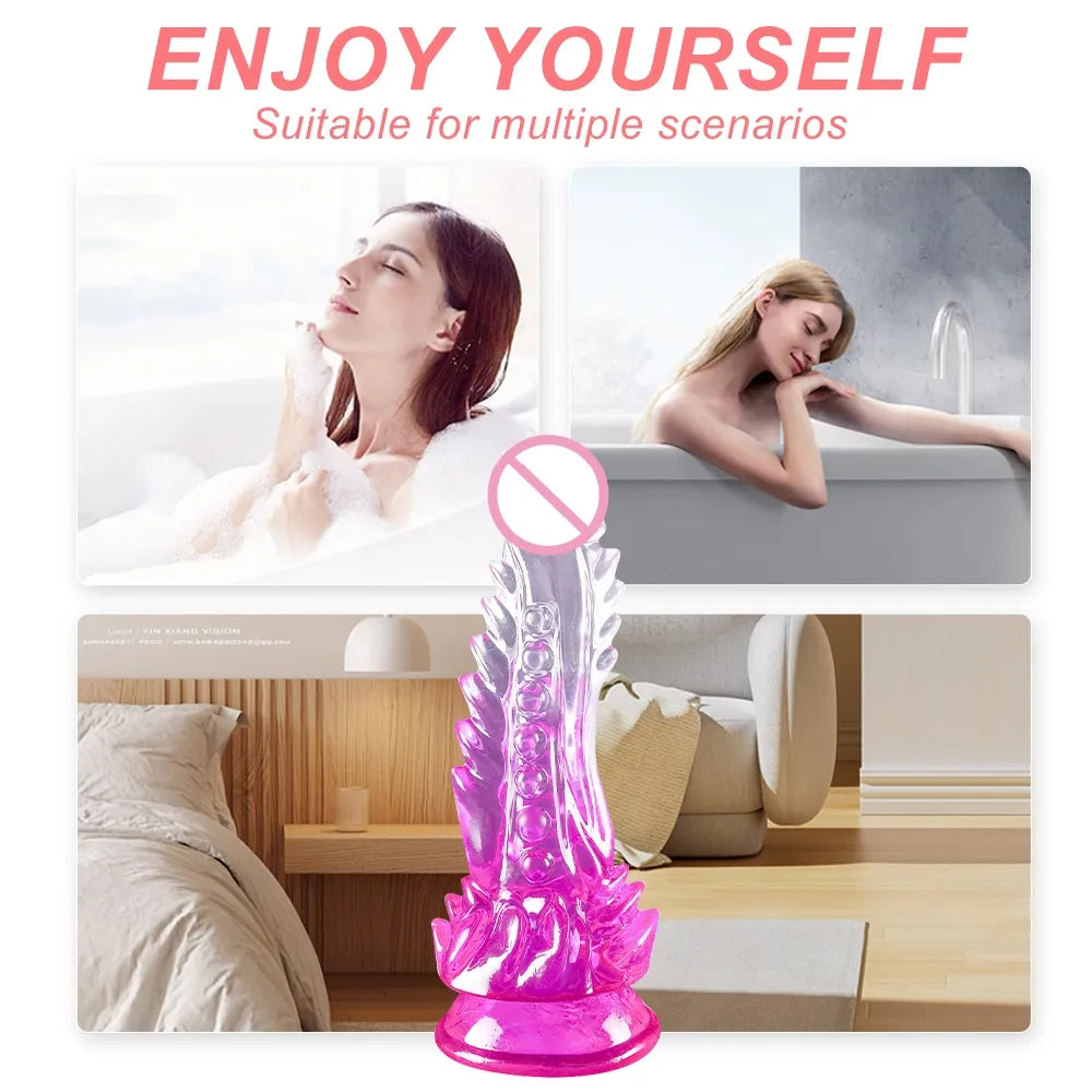 Crystal Jelly Huge spike Dildo Realistic Penis Anal Butt Plug Sexy Toys For Couples Vagina Anal Massage Women's Dildos  sex tool