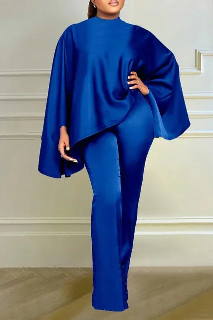 NEW Arrivals 2PCS Set Plus Size 4 Colors Spring Autumn Elegant African Women  Long Cloak Sleeve O-Neck Top Long Pant Matching Sets Evening Birthday Party Dashiki Luxury African Clothing Products