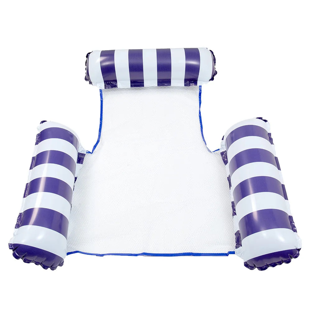 NEW Arrivals 2PCS Set 10 Colors/Styles Summer Pool Float Mat - Striped Inflatable Lounge Chair & Hammock for Adults Kids Water Sports Toys Home Swimming Pool Beach Inflatable Mattress
