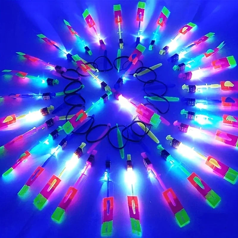 NEW Arrivals 10PCS Set Led Light Rockets - Bright Flying Toys with Slingshot Launchers, Party Favors for Birthdays, Halloween, Christmas Birthday Adults/Kids Gifts and Toys