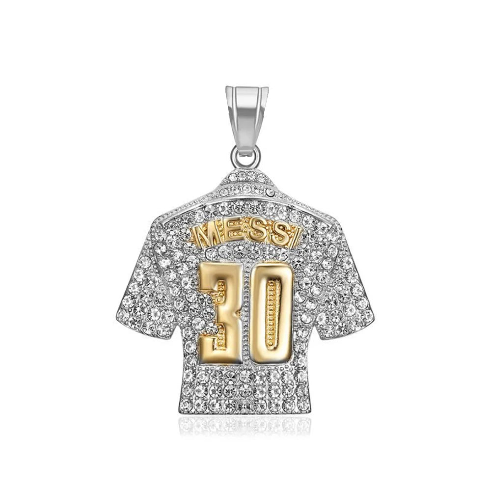 Fashion Football Jersey Messi Cristiano Ronaldo Neymar Mbappé Harland Rhinestone Necklaces + 60cm Gold Chain Men Stainless Steel Soccer Fans Hip Hop Jewelry Accessories