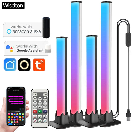 NEW Arrivals 30/55cm RGB Backlight Bar Desktop Atmosphere Light LED Music Rhythm Sensing Decoration Lamp Gaming Bedroom Festival Night Light