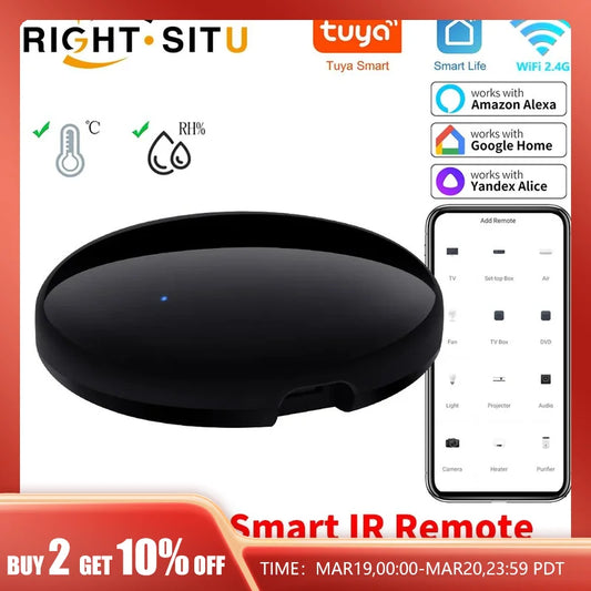 Tuya Smart IR Remote Control with Temperature Humidity Sensor for Air Conditioner TV DVD AC Works with Alexa Google Home