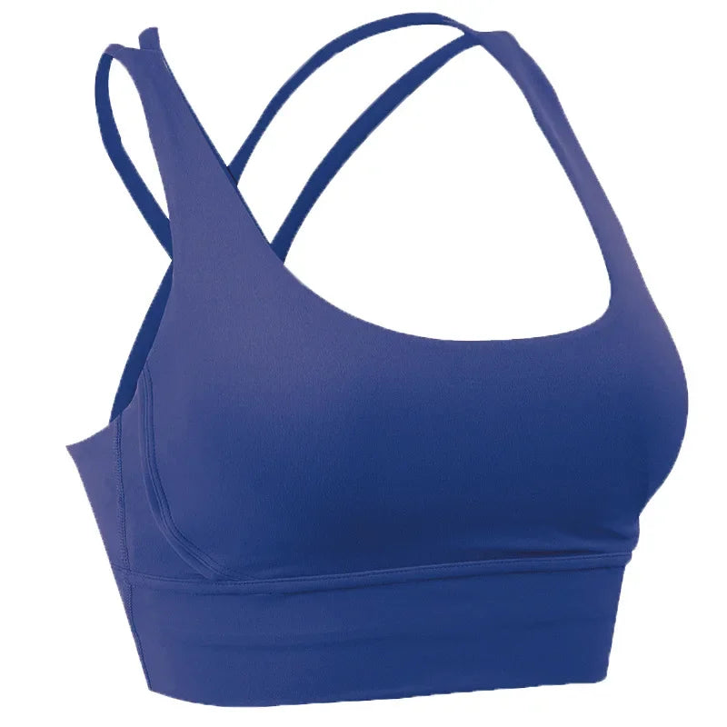 14 Colors S-XL New Push Up Sports Bra Yoga Vest  Cross Back Fitness Sexy Padded Top Gym Shock Absorbing Running Breathable Crop Top Sportswear